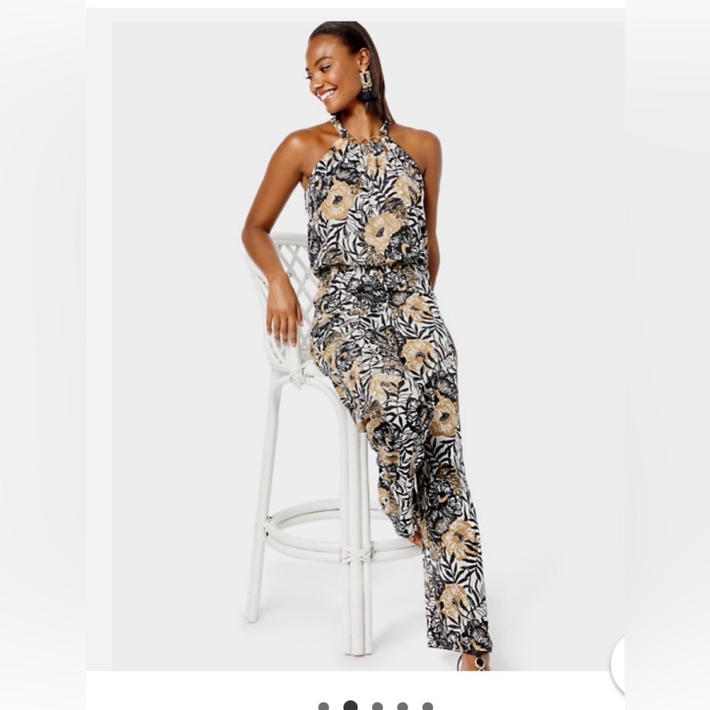 Lilly Pulitzer Julien Halter Jumpsuit Onyx Peony Party Size Medium NWT